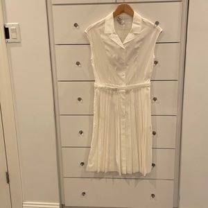 Prada white cotton pleated dress size 42